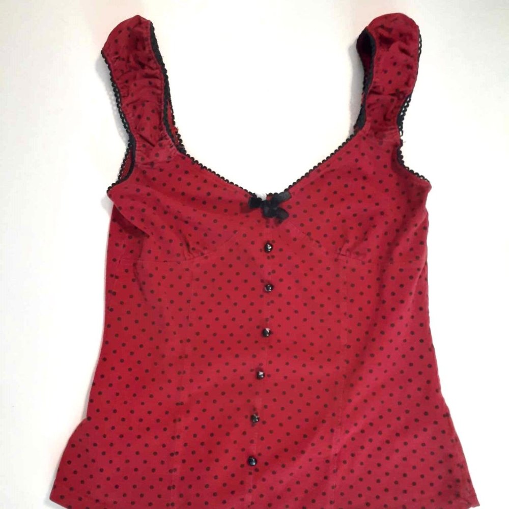 Red polka dot top